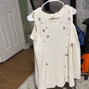 Style & Co. Cream Knit Sweater with Silver Accents
